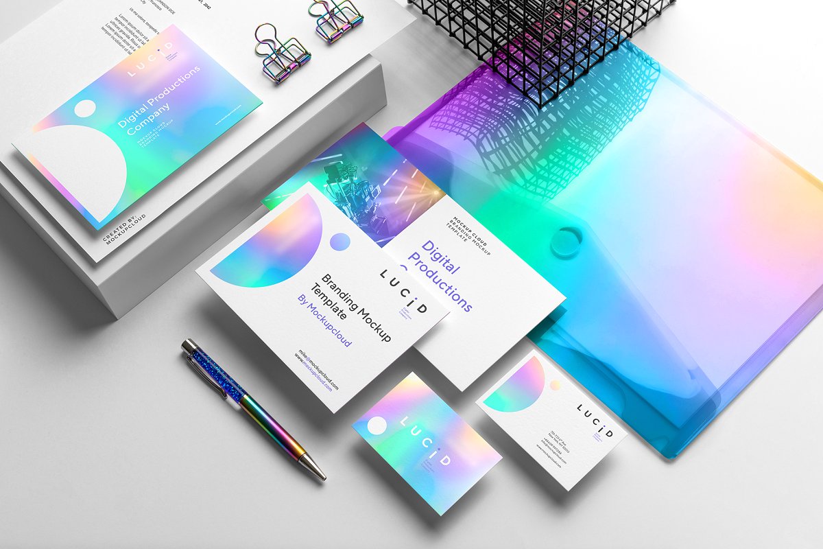 现代清新品牌VI标识设计办公文具展示效果图样机模板 Lucid Branding Mockup_img_2