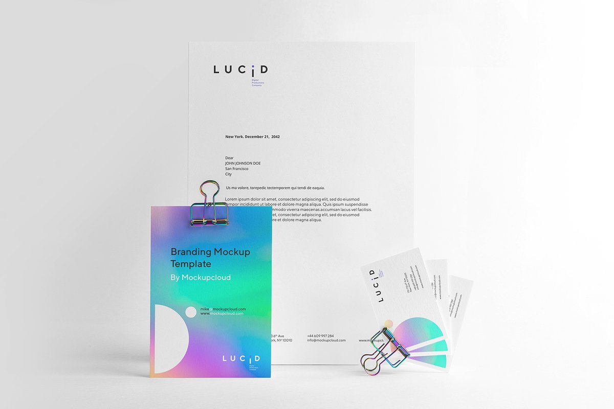 现代清新品牌VI标识设计办公文具展示效果图样机模板 Lucid Branding Mockup_img_2