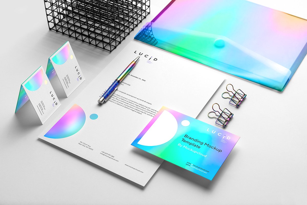 现代清新品牌VI标识设计办公文具展示效果图样机模板 Lucid Branding Mockup_img_2