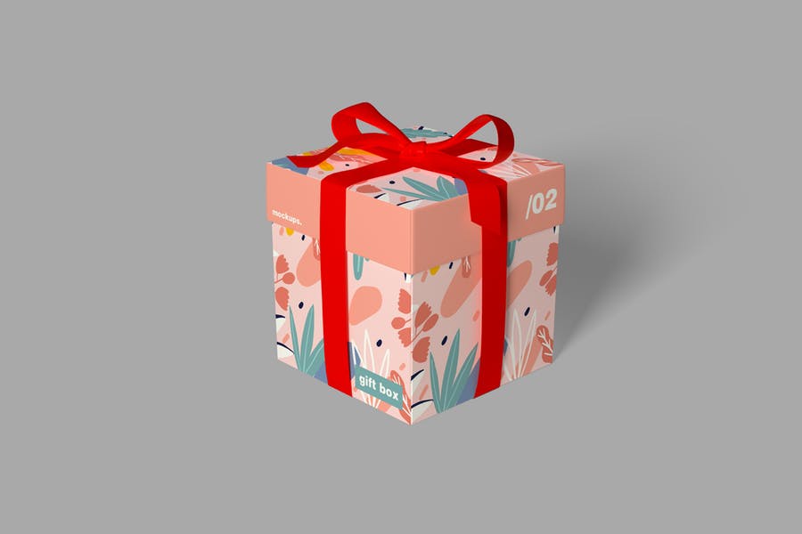 带绑绳天地盖礼品包装盒外观设计效果图样机模板 Gift Box Mockups_img_2