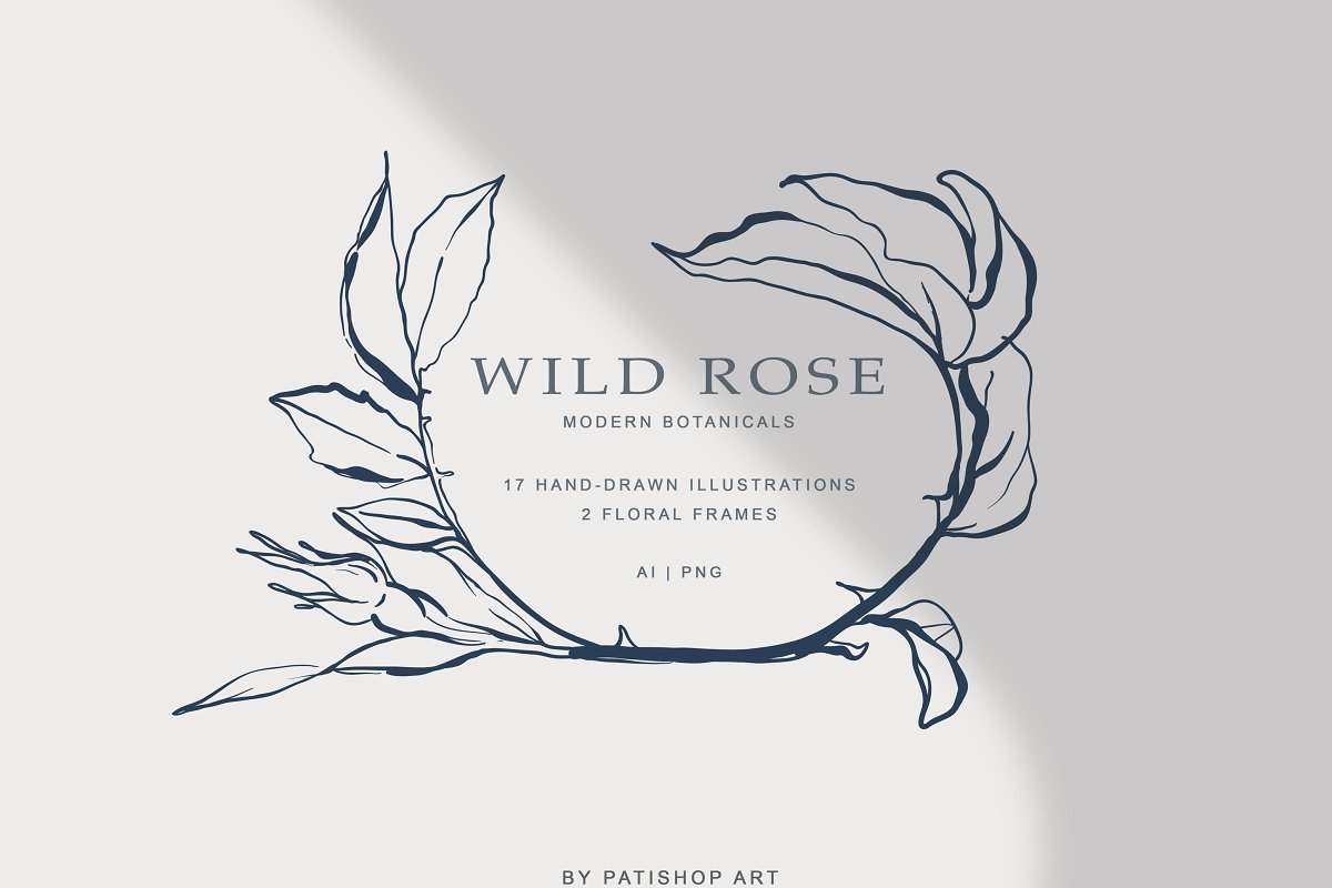 现代手绘玫瑰花简笔画矢量线稿图合集 Modern Hand Drawn Wild Rose Illustr_img_2