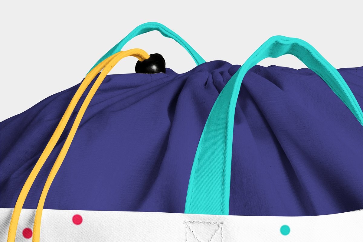 带挂绳手提帆布洗衣袋设计效果图样机模板 Laundry Bag With Drawstring Mockups_img_2