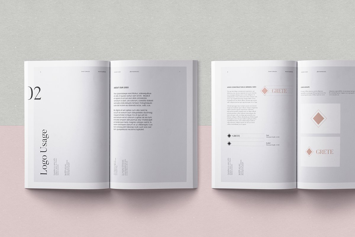 简约优雅女性服装品牌VI标识规范手册设计INDD模板 Grete Brand Guidelines Template_img_2