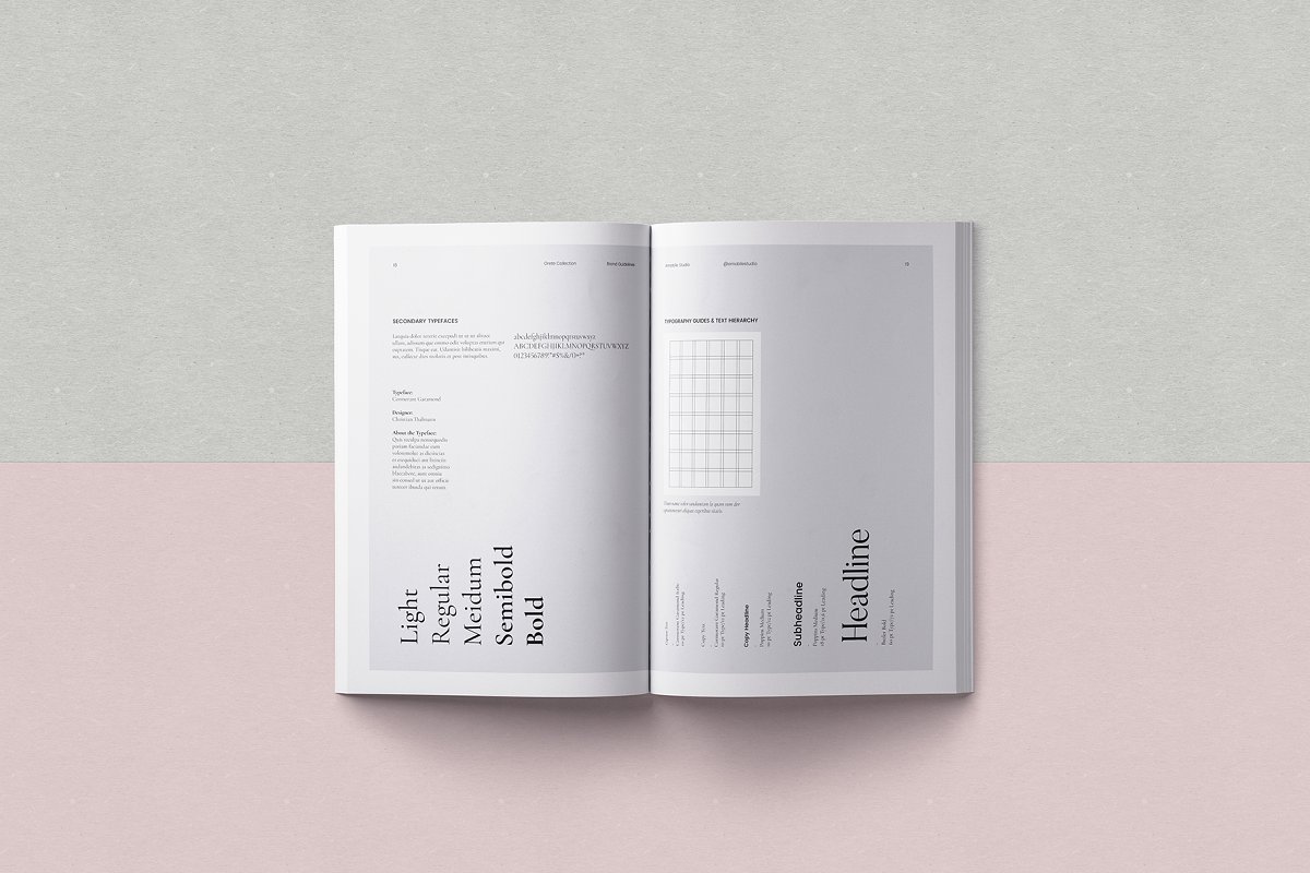 简约优雅女性服装品牌VI标识规范手册设计INDD模板 Grete Brand Guidelines Template_img_2