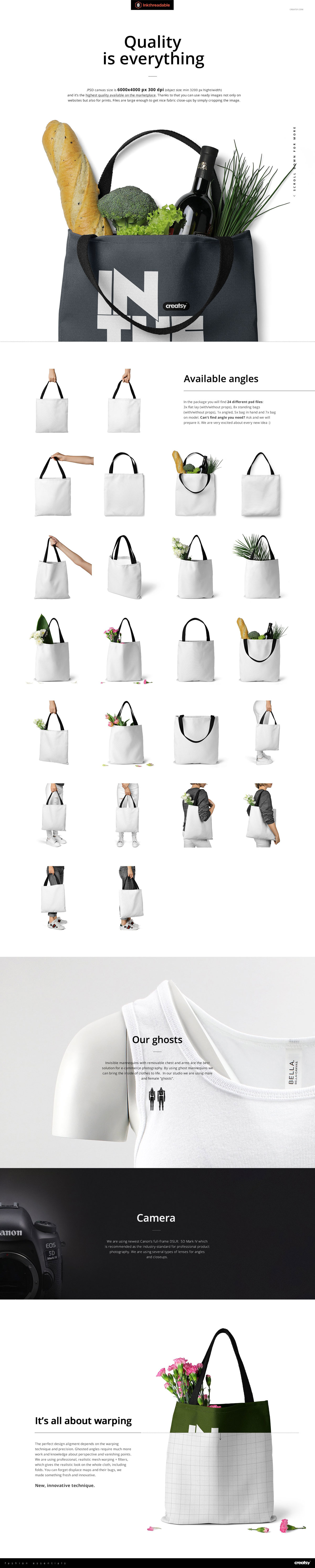 24款手提帆布袋设计展示效果图样机模板 Polyester Tote Bag Mockup Set_img_2