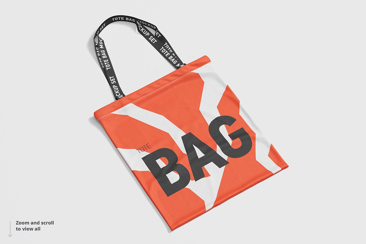 8个逼真的手提帆布袋设计效果图PSD样机模板 Tote Bag Mockup_img_2