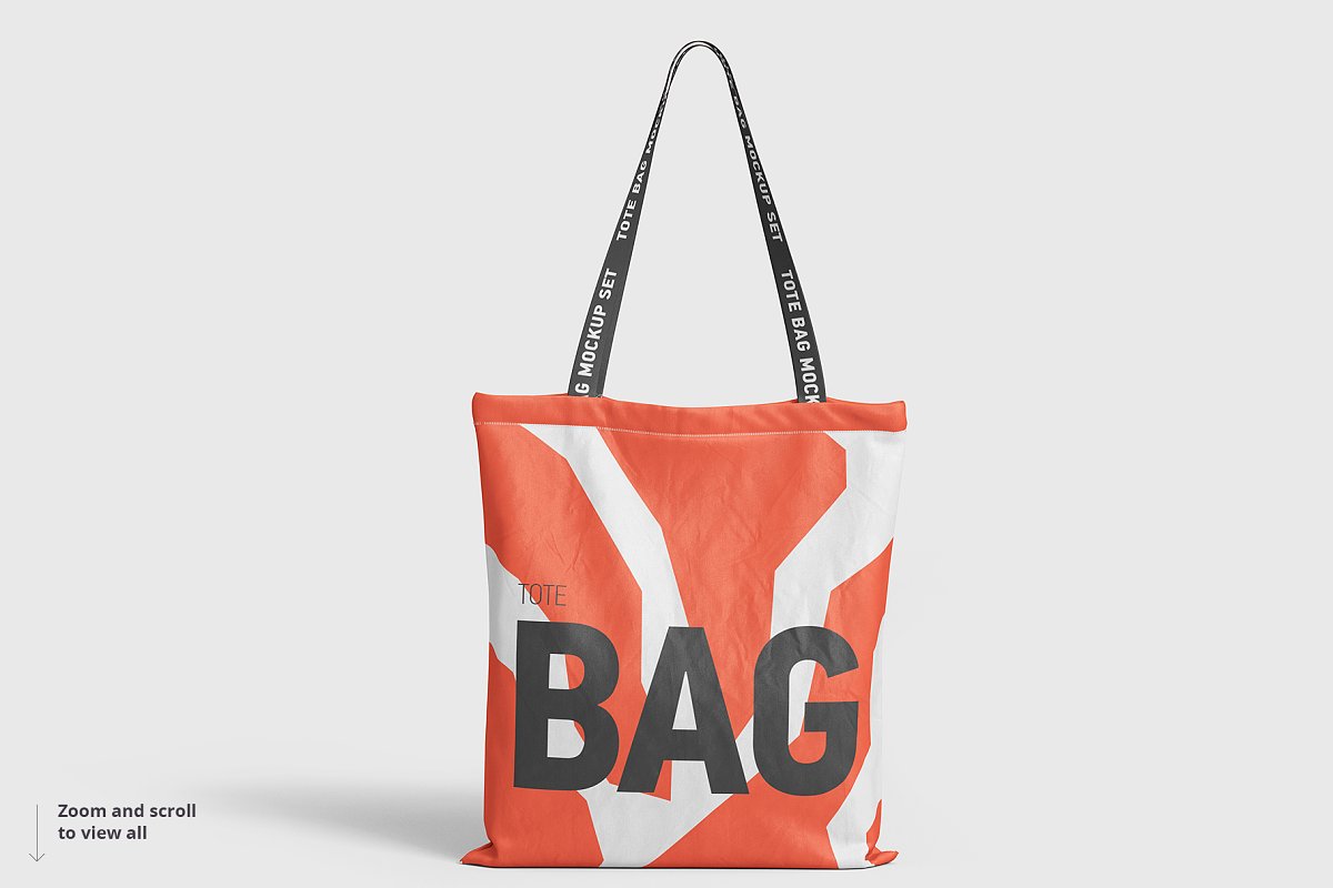 8个逼真的手提帆布袋设计效果图PSD样机模板 Tote Bag Mockup_img_2