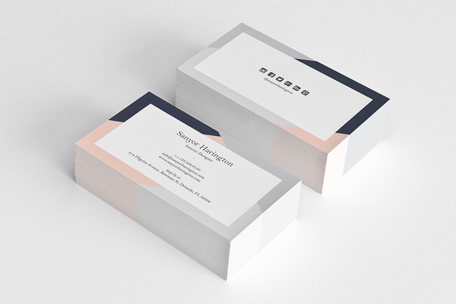 30款高质量商务名片设计展示效果图样机模板 30 Minimal Business Cards Bundle_img_2