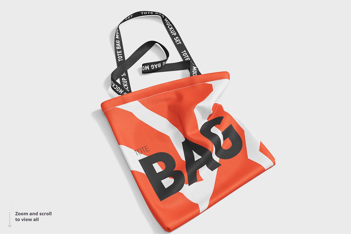 8个逼真的手提帆布袋设计效果图PSD样机模板 Tote Bag Mockup_img_2