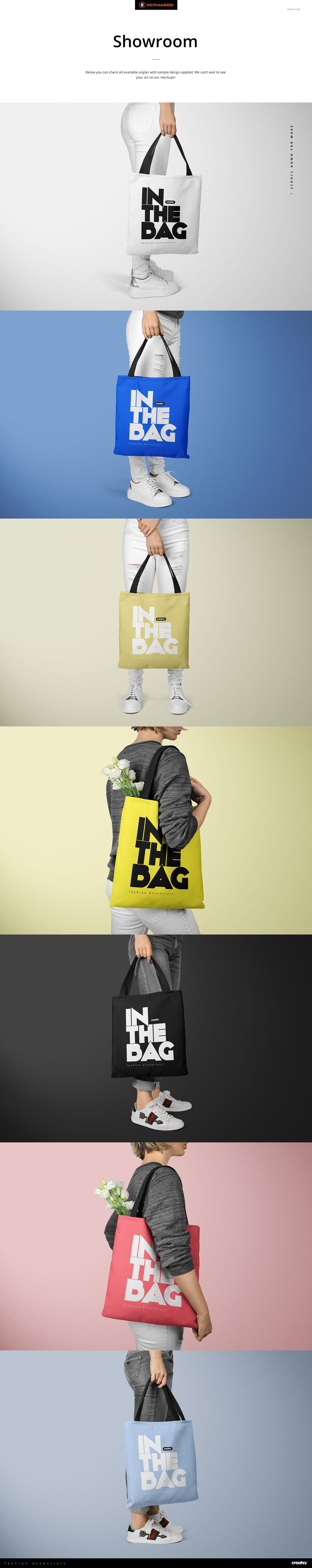 24款手提帆布袋设计展示效果图样机模板 Polyester Tote Bag Mockup Set_img_2