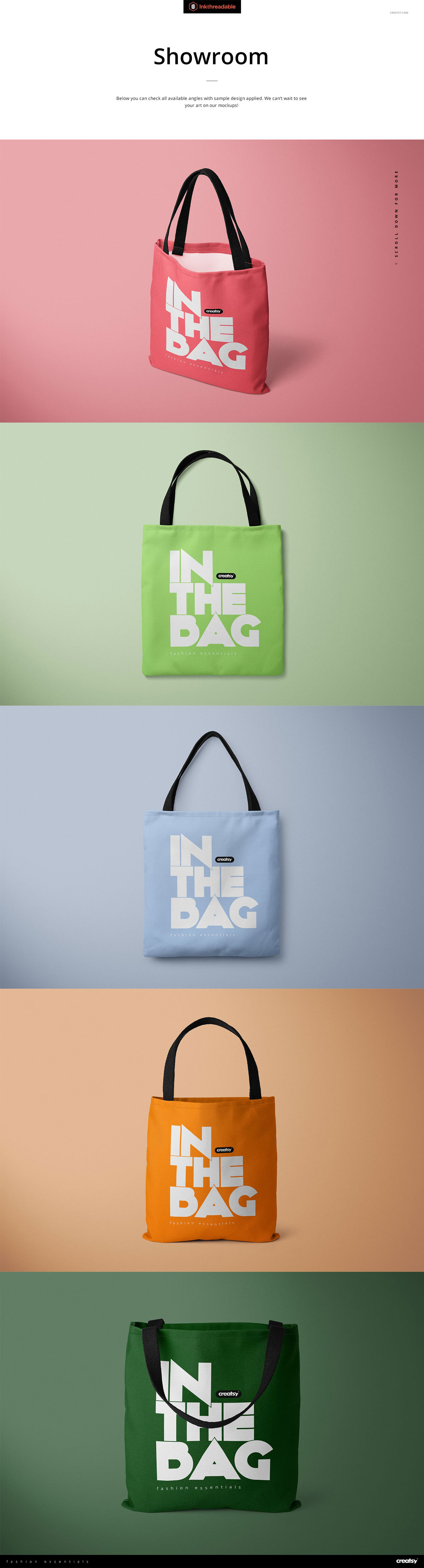 24款手提帆布袋设计展示效果图样机模板 Polyester Tote Bag Mockup Set_img_2