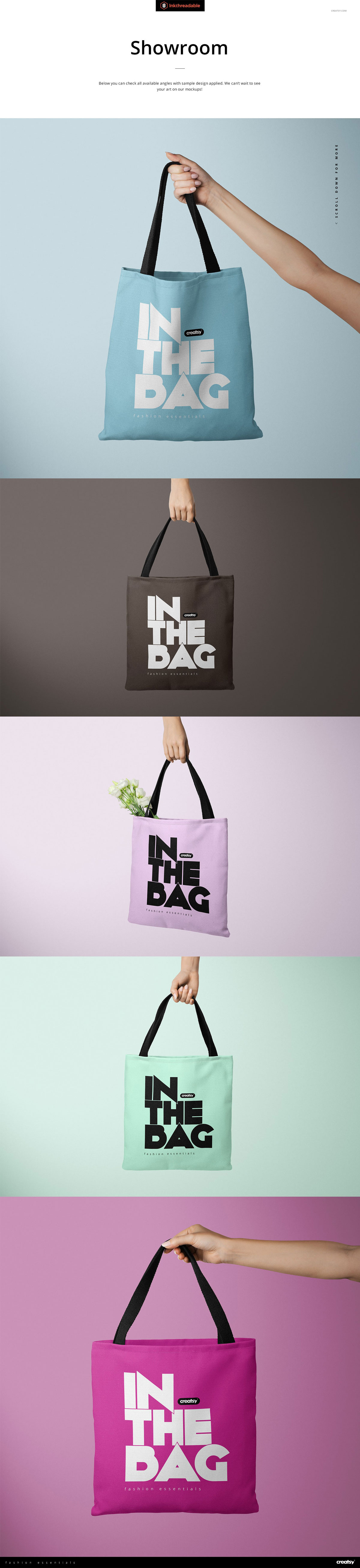 24款手提帆布袋设计展示效果图样机模板 Polyester Tote Bag Mockup Set_img_2