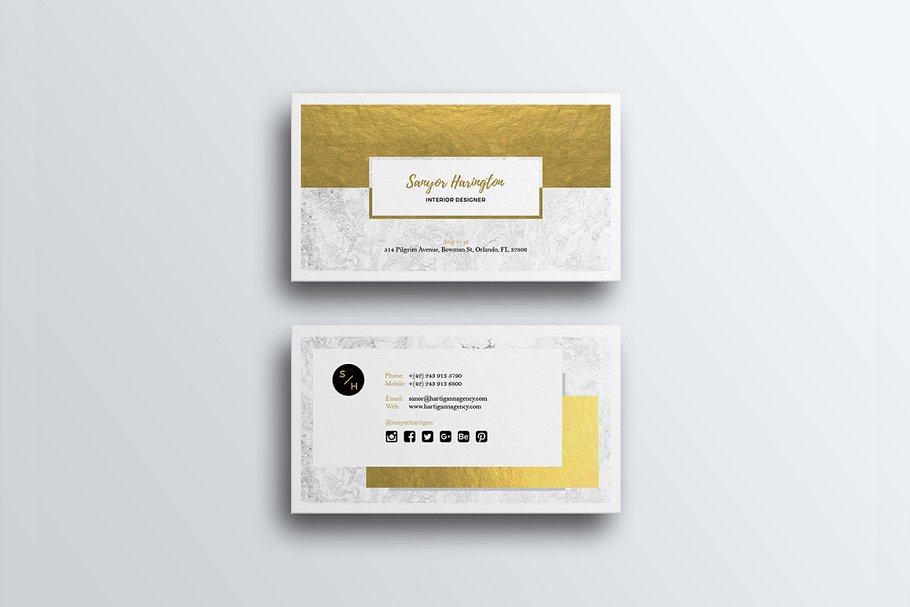 30款高质量商务名片设计展示效果图样机模板 30 Minimal Business Cards Bundle_img_2