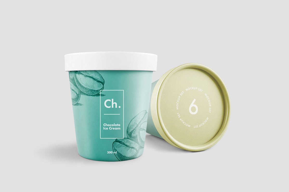 简约冰激凌/酸奶包装盒设计展示效果图样机模板素材 Ice Cream Jar Mockup_img_2