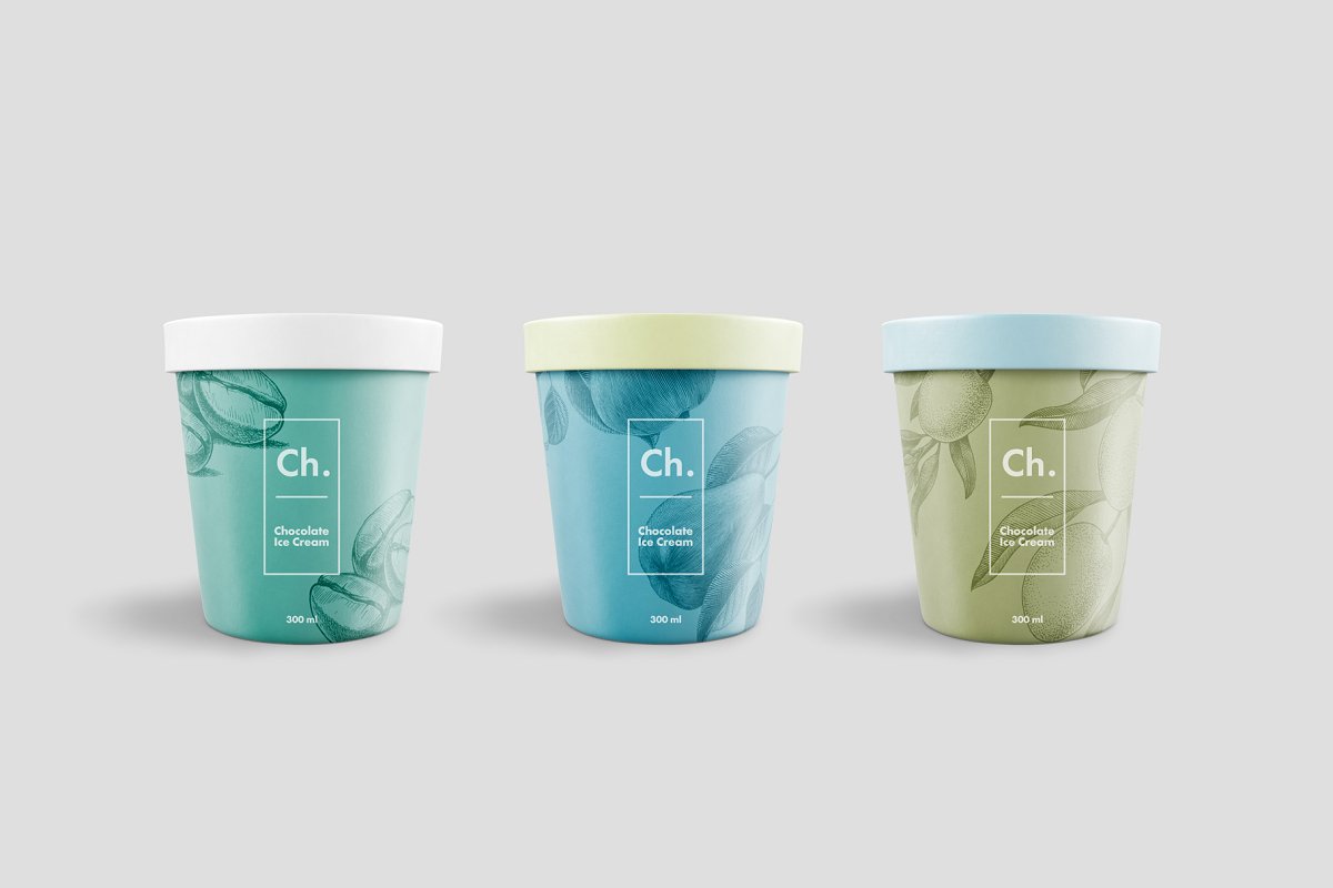 简约冰激凌/酸奶包装盒设计展示效果图样机模板素材 Ice Cream Jar Mockup_img_2