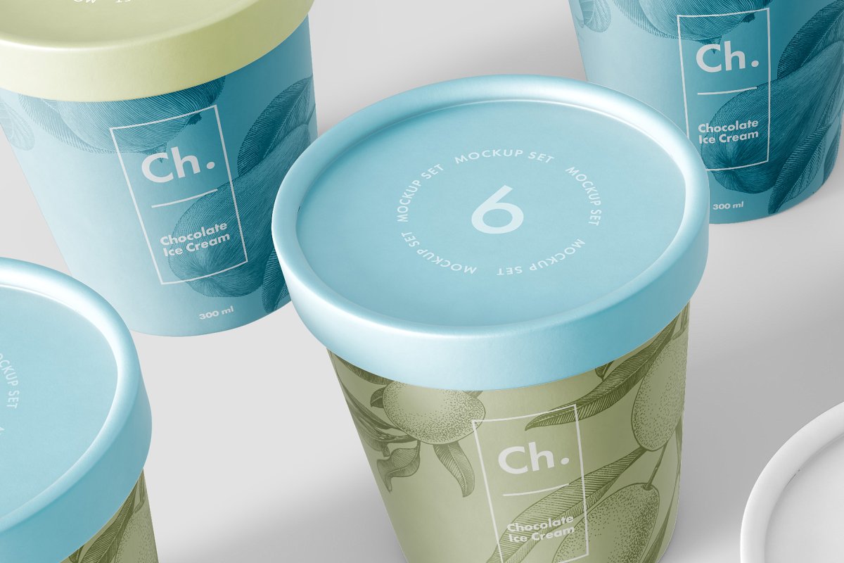 简约冰激凌/酸奶包装盒设计展示效果图样机模板素材 Ice Cream Jar Mockup_img_2