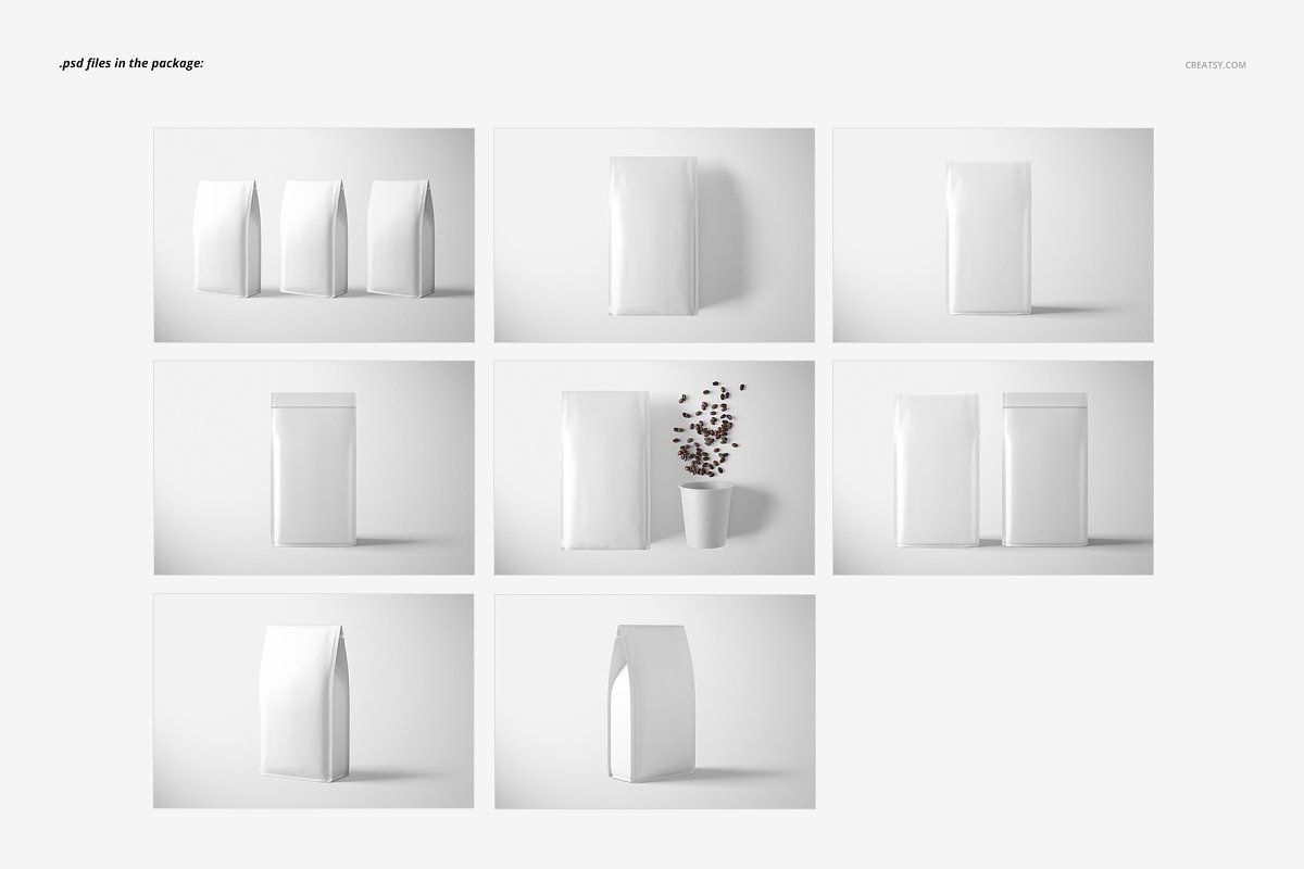 带纸杯咖啡豆纸包装袋设计展示图样机模板合集 Paper Coffee Bag Mockup Set_img_2
