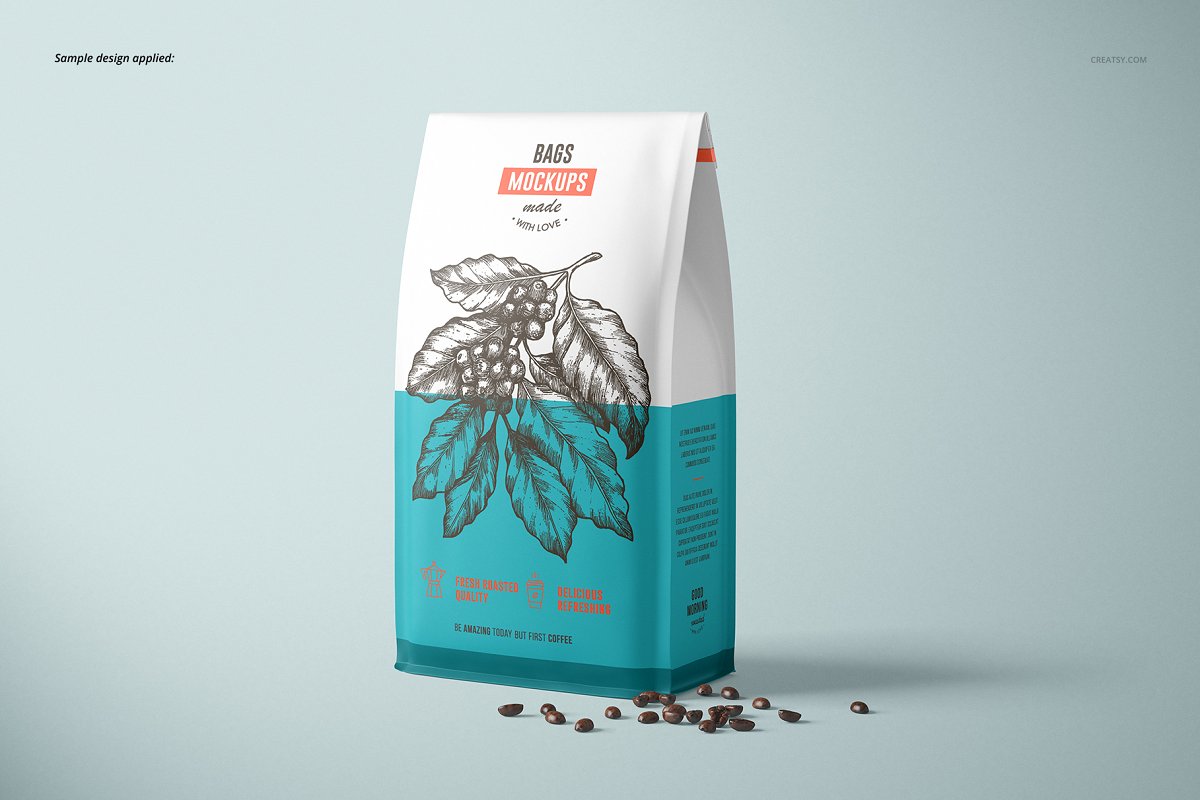 带纸杯咖啡豆纸包装袋设计展示图样机模板合集 Paper Coffee Bag Mockup Set_img_2