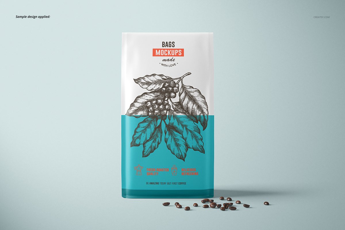 带纸杯咖啡豆纸包装袋设计展示图样机模板合集 Paper Coffee Bag Mockup Set_img_2