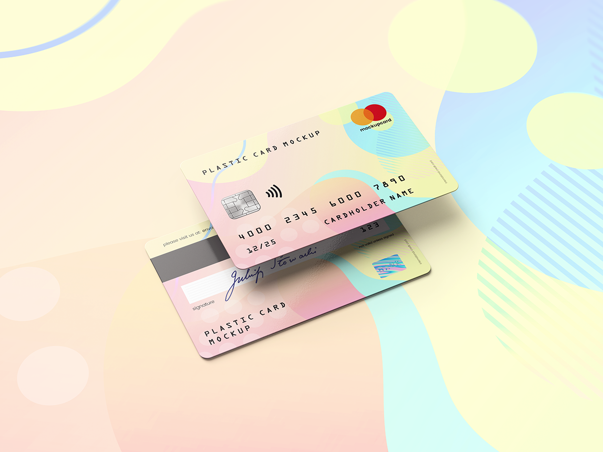 超逼真多角度银行卡/会员卡设计预览效果图样机模板 Plastic Card / Bank Card MockUp_img_2