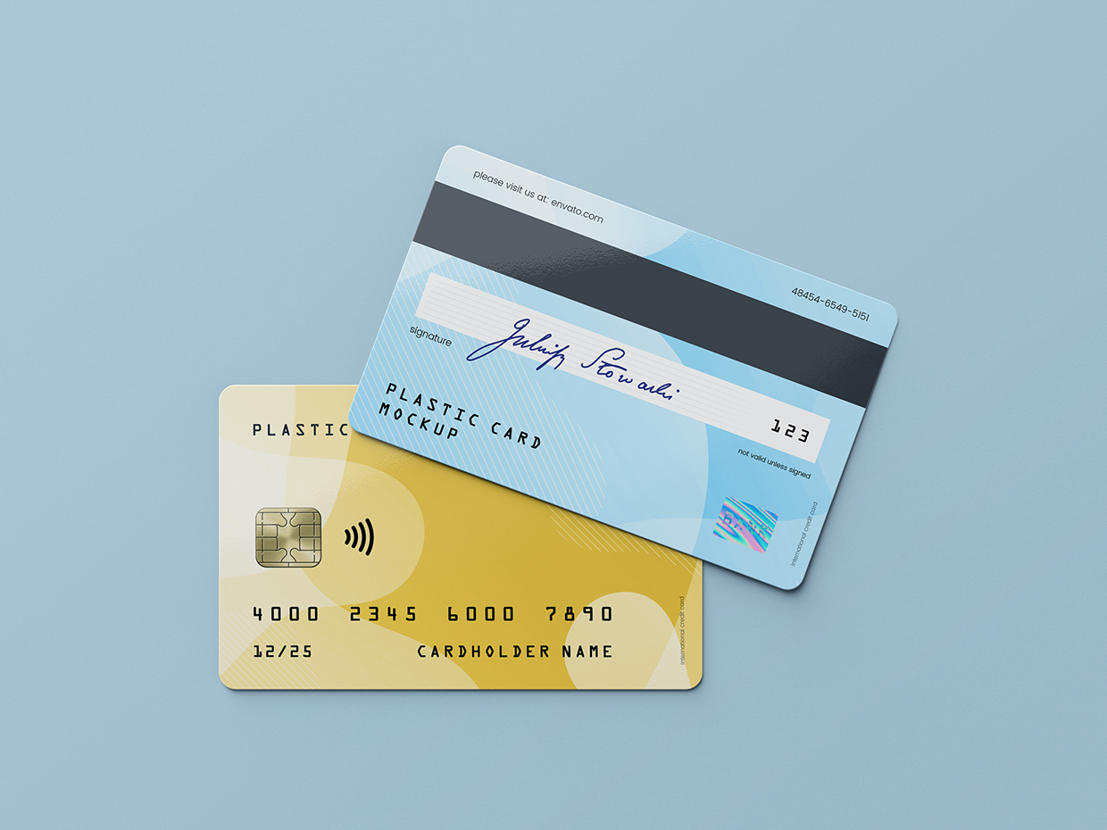 超逼真多角度银行卡/会员卡设计预览效果图样机模板 Plastic Card / Bank Card MockUp_img_2