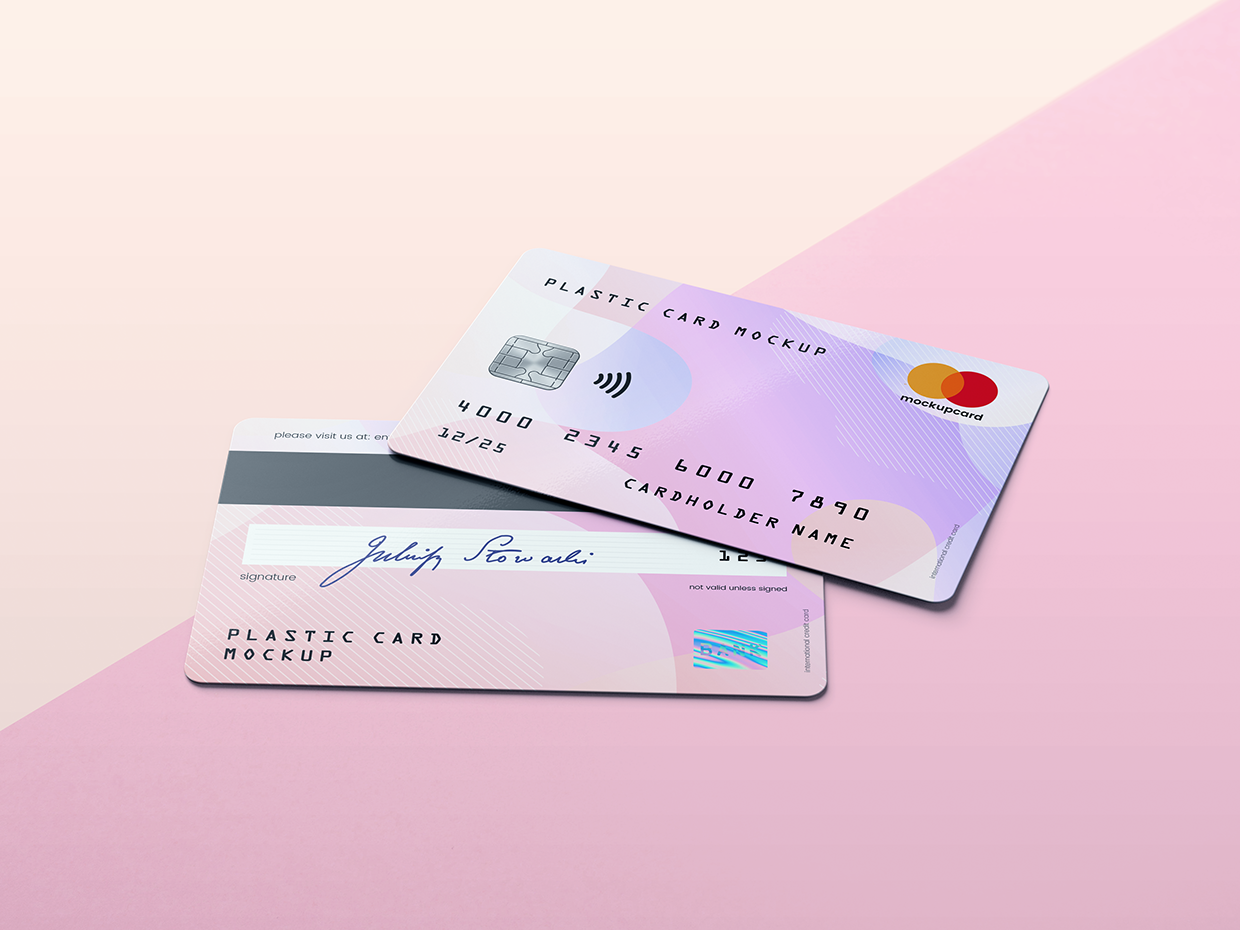 超逼真多角度银行卡/会员卡设计预览效果图样机模板 Plastic Card / Bank Card MockUp_img_2