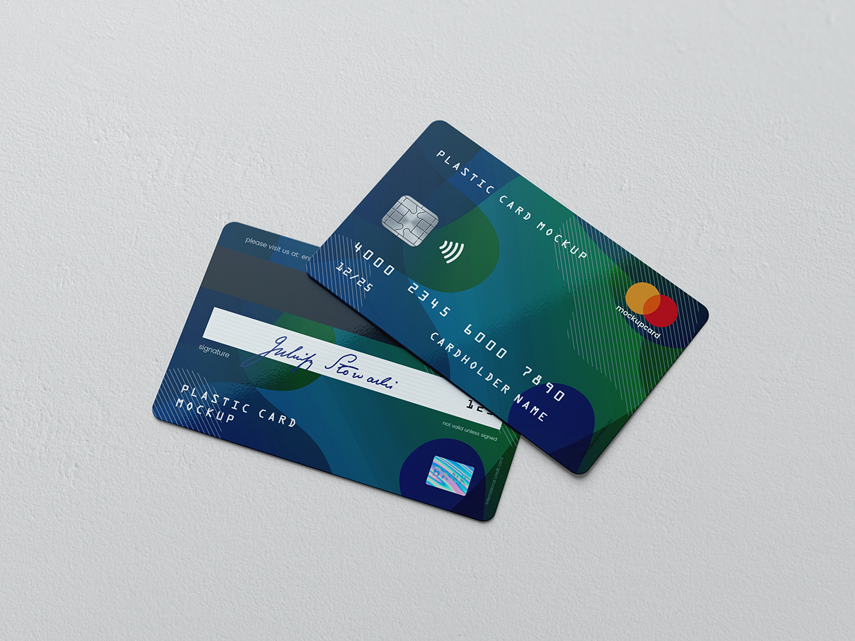 超逼真多角度银行卡/会员卡设计预览效果图样机模板 Plastic Card / Bank Card MockUp_img_2