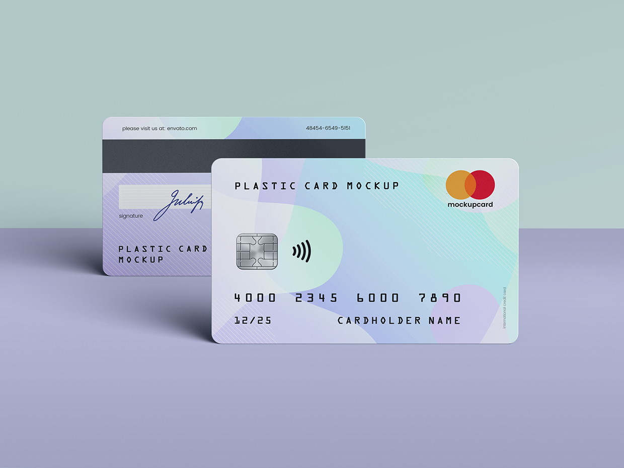 超逼真多角度银行卡/会员卡设计预览效果图样机模板 Plastic Card / Bank Card MockUp_img_2