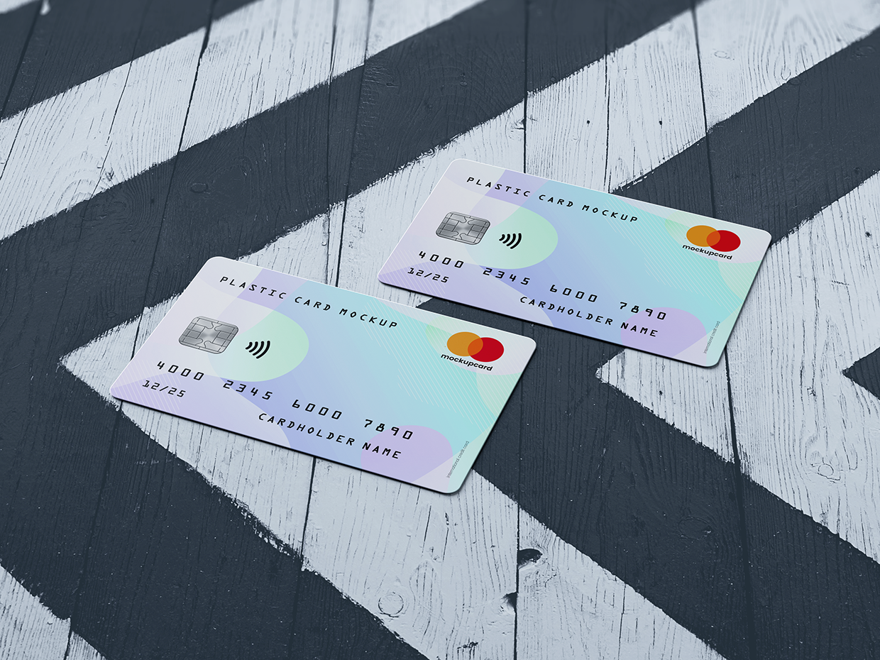 超逼真多角度银行卡/会员卡设计预览效果图样机模板 Plastic Card / Bank Card MockUp_img_2