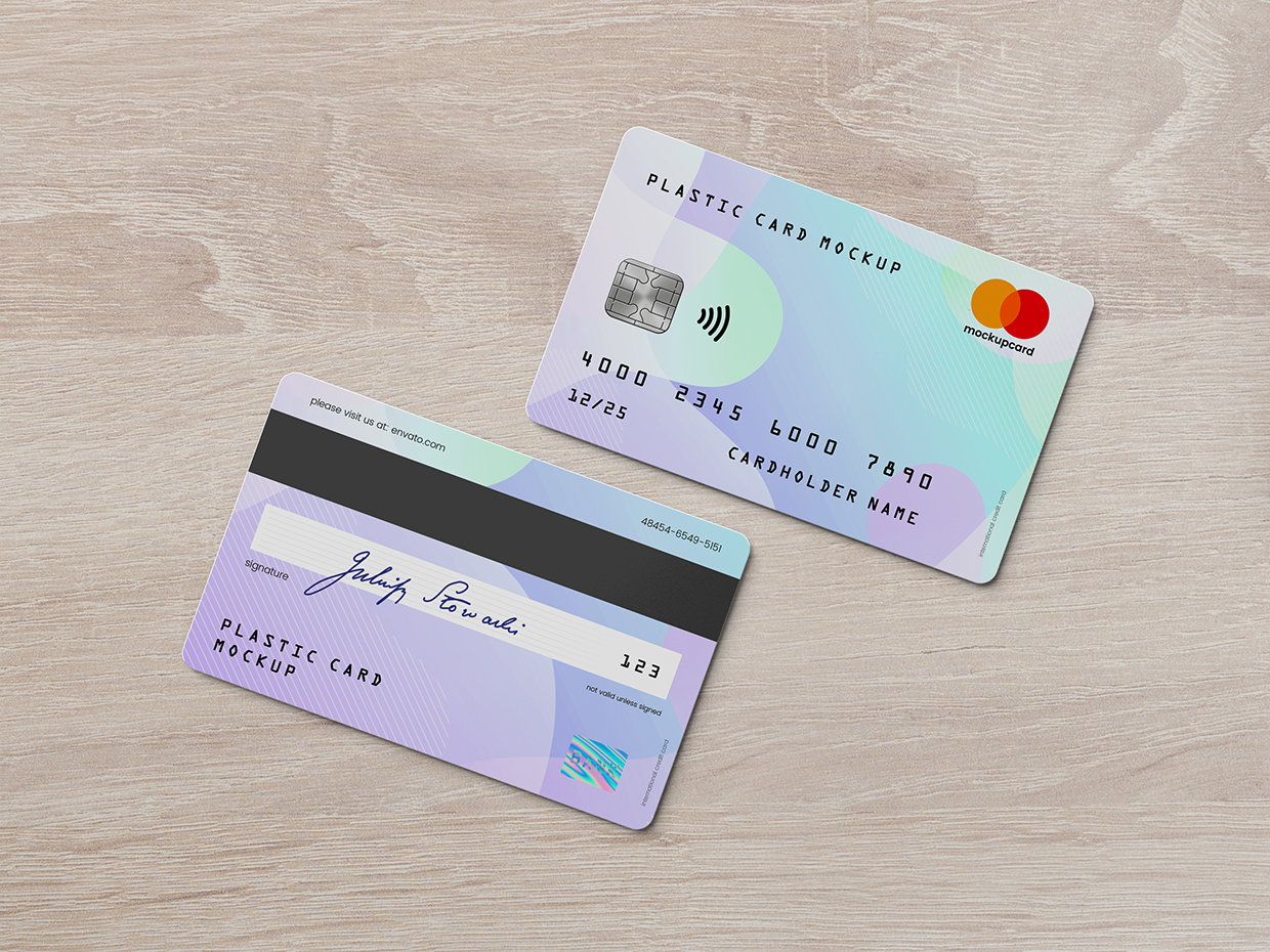 超逼真多角度银行卡/会员卡设计预览效果图样机模板 Plastic Card / Bank Card MockUp_img_2