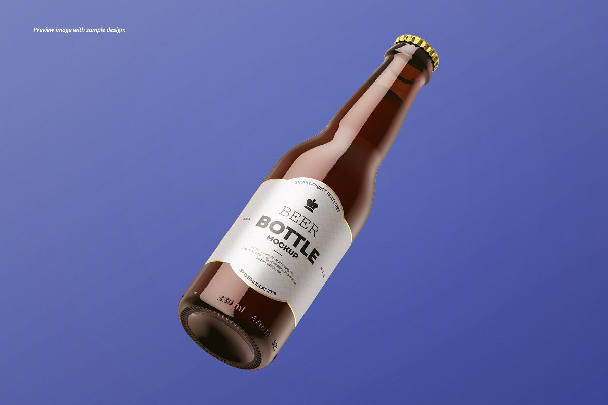 7个高品质啤酒瓶标签设计预览图样机模板套装 Beer Bottle Mockup Set_img_2