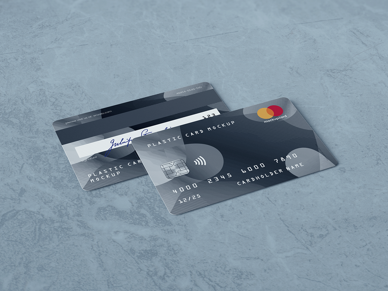 超逼真多角度银行卡/会员卡设计预览效果图样机模板 Plastic Card / Bank Card MockUp_img_2