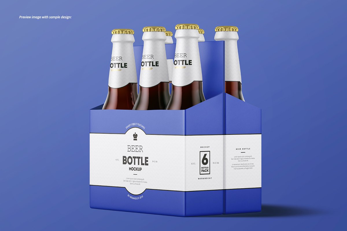 7个高品质啤酒瓶标签设计预览图样机模板套装 Beer Bottle Mockup Set_img_2