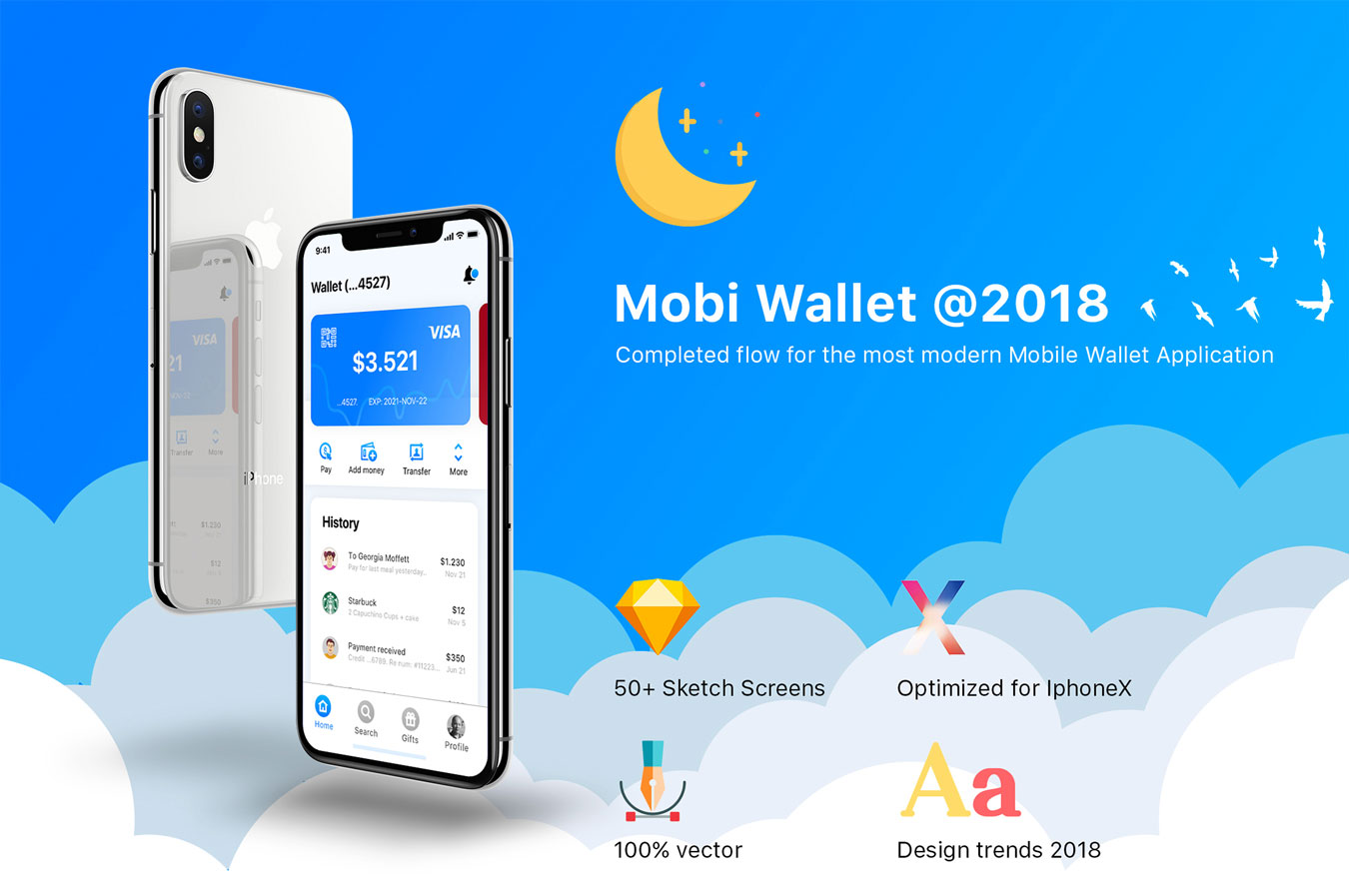 金融银行应用程序APP UI用户界面设计套件 Mobi Wallet - Fintech 2019_img_2