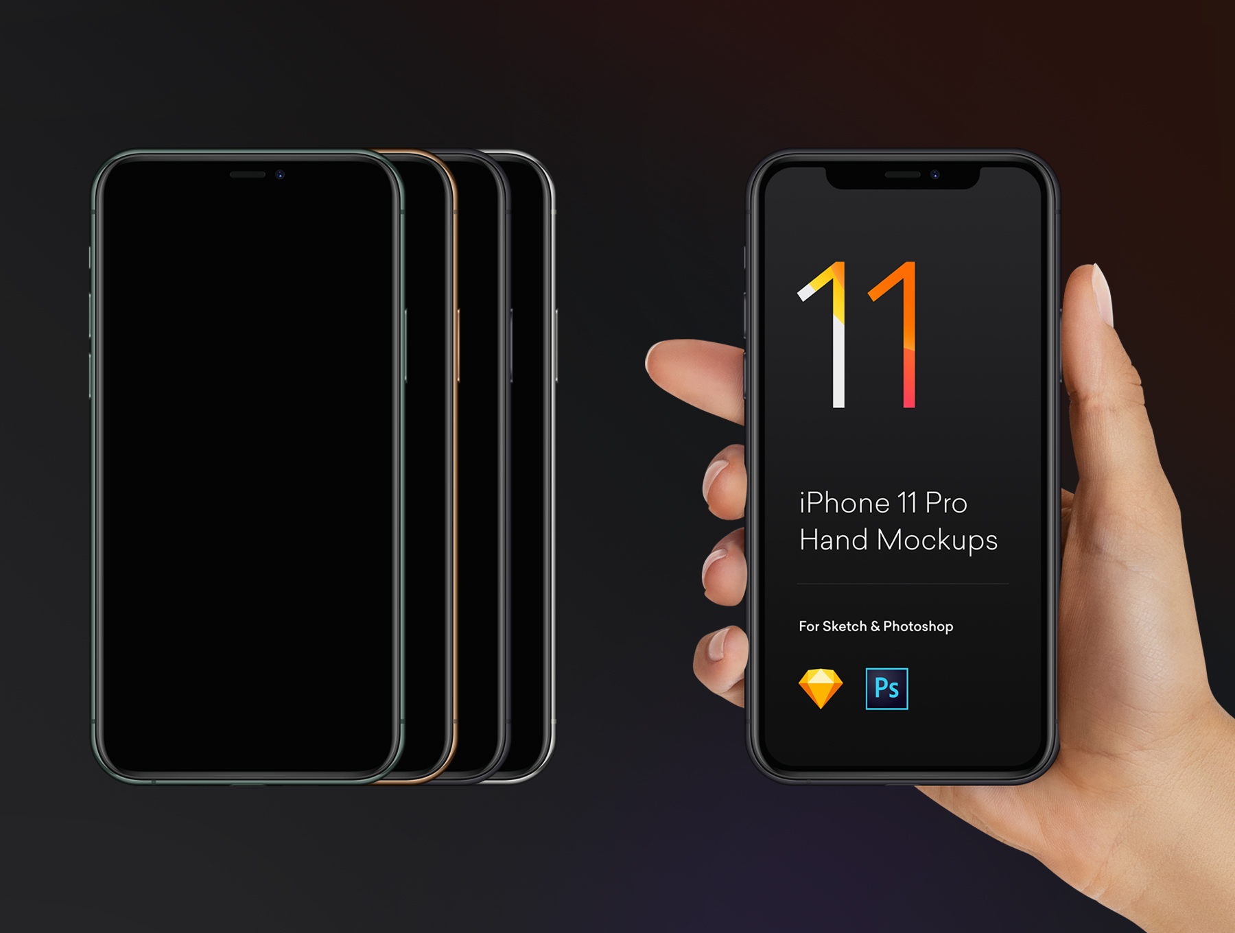 手持iPhone 11|S10|Pixel 4手机屏幕预览样机模板 Hand Mockups iPhone 11, S10, Pixel 4_img_2