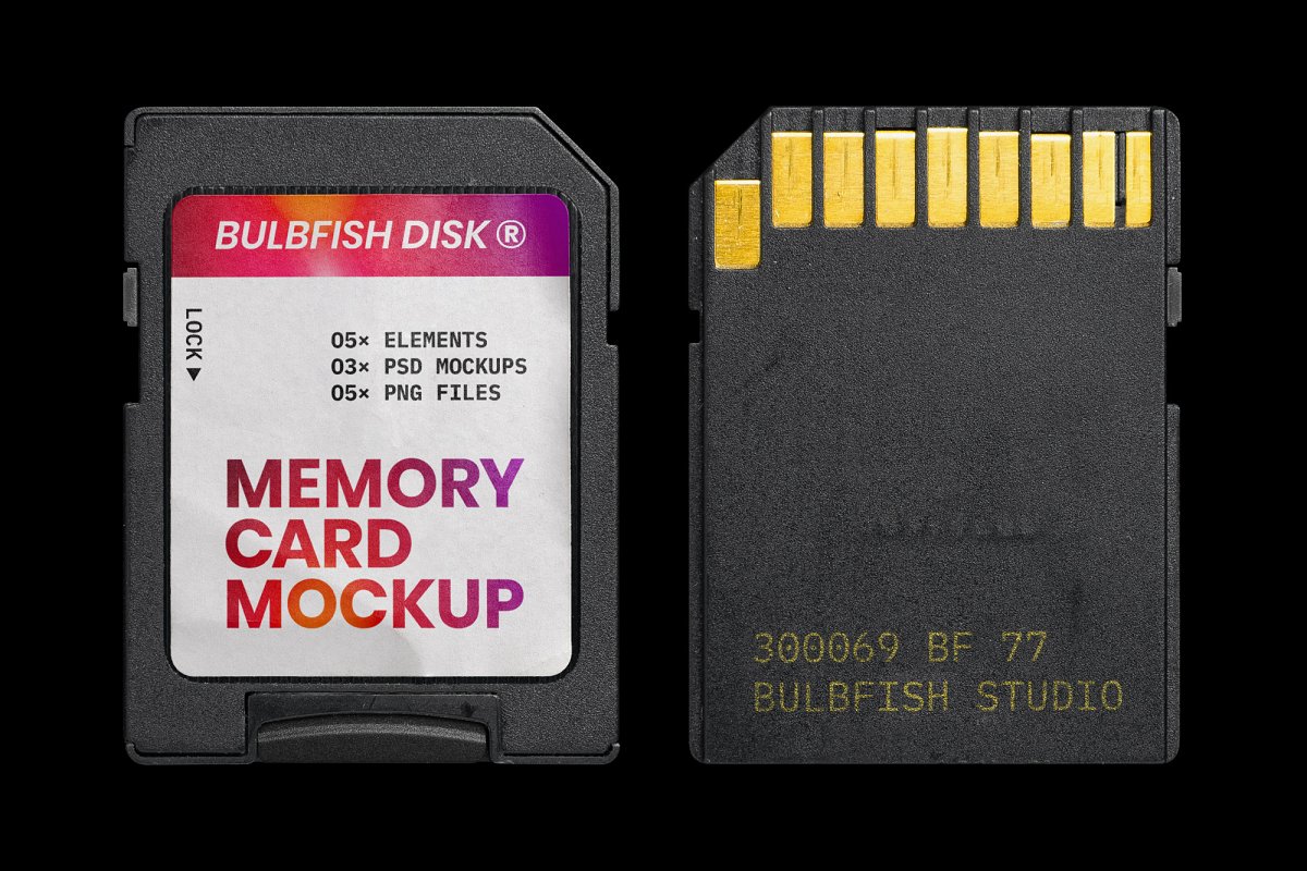 存储卡包装标签设计效果图样机模板 Memory Card Mockup_img_2