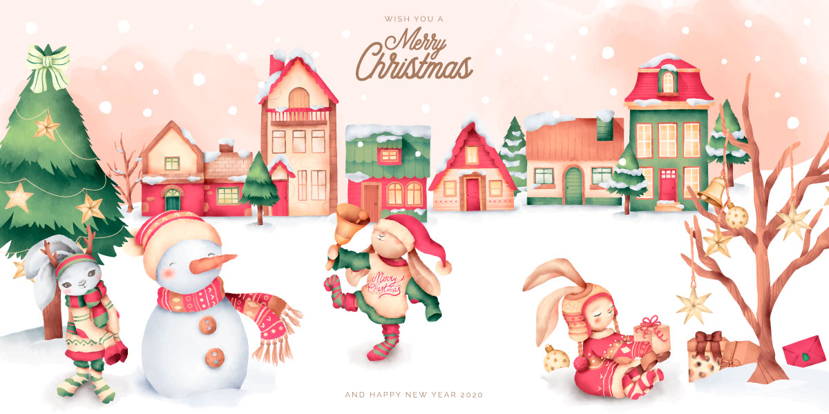 优雅可爱圣诞节主题元素设计矢量素材包 Elegant and Lovely Christmas Backgrounds Set_img_2