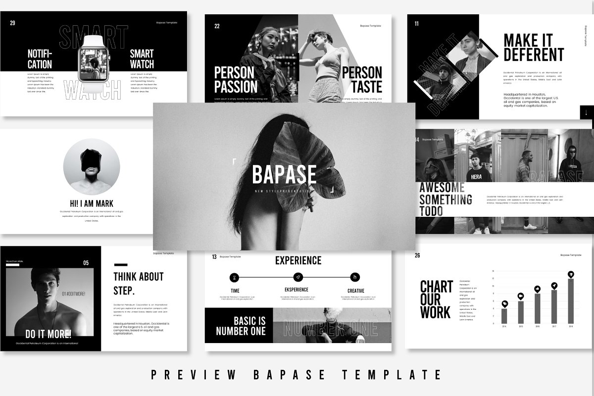 现代黑色系公司介绍简历作品集PPT演示文稿模板 Bapase Powerpoint Template_img_2