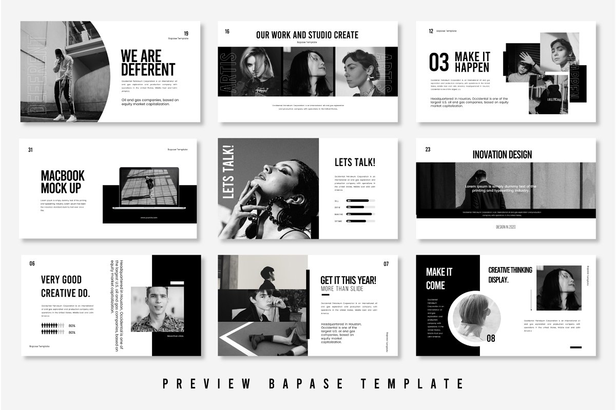 现代黑色系公司介绍简历作品集PPT演示文稿模板 Bapase Powerpoint Template_img_2