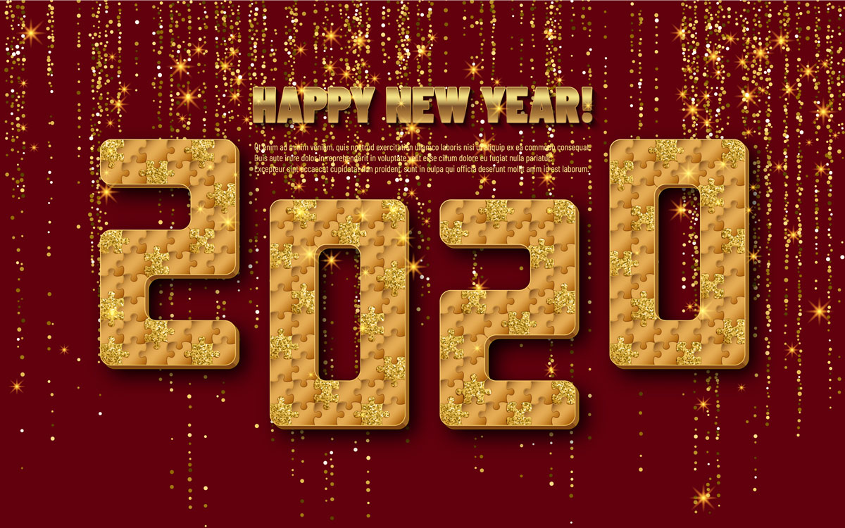 新年圣诞节主题2020字体设计素材合集 New Year And Christmas Decorative 2020 Illustration 6_img_2