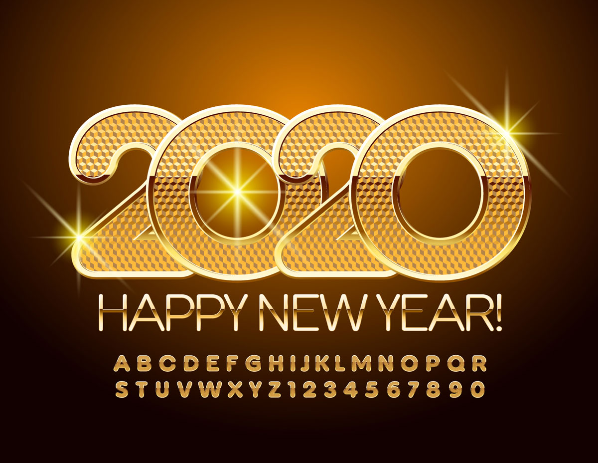 新年圣诞节主题2020字体设计素材合集 New Year And Christmas Decorative 2020 Illustration 6_img_2