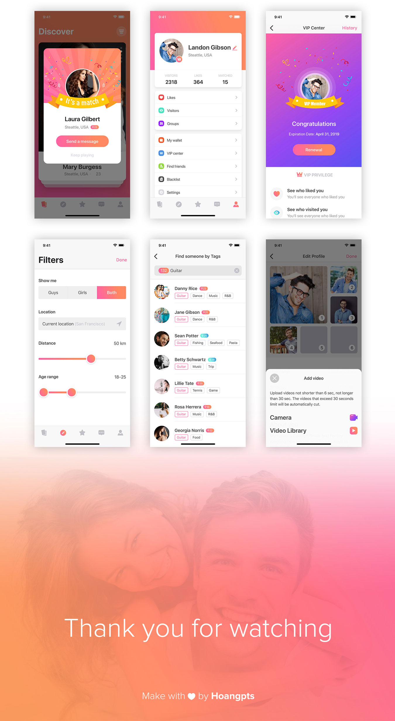 高质量社交约会iOS应用UI界面设计套件 MIGO Dating Mobile UI Kit_img_2