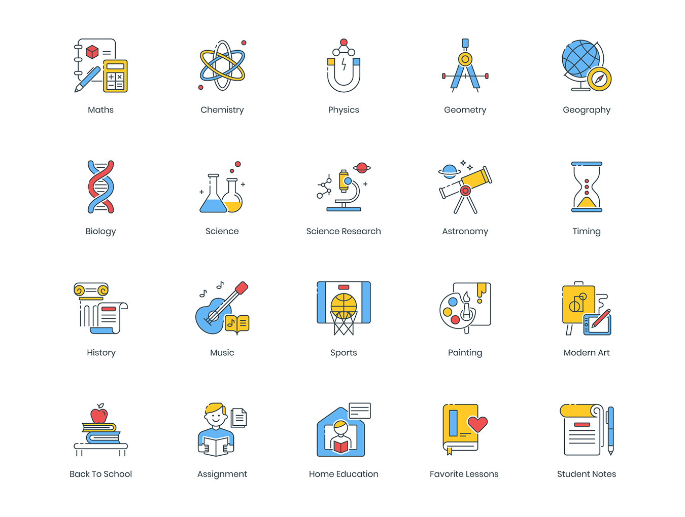 100款在线教育填充颜色矢量图标  100 Online Education Icons_img_2