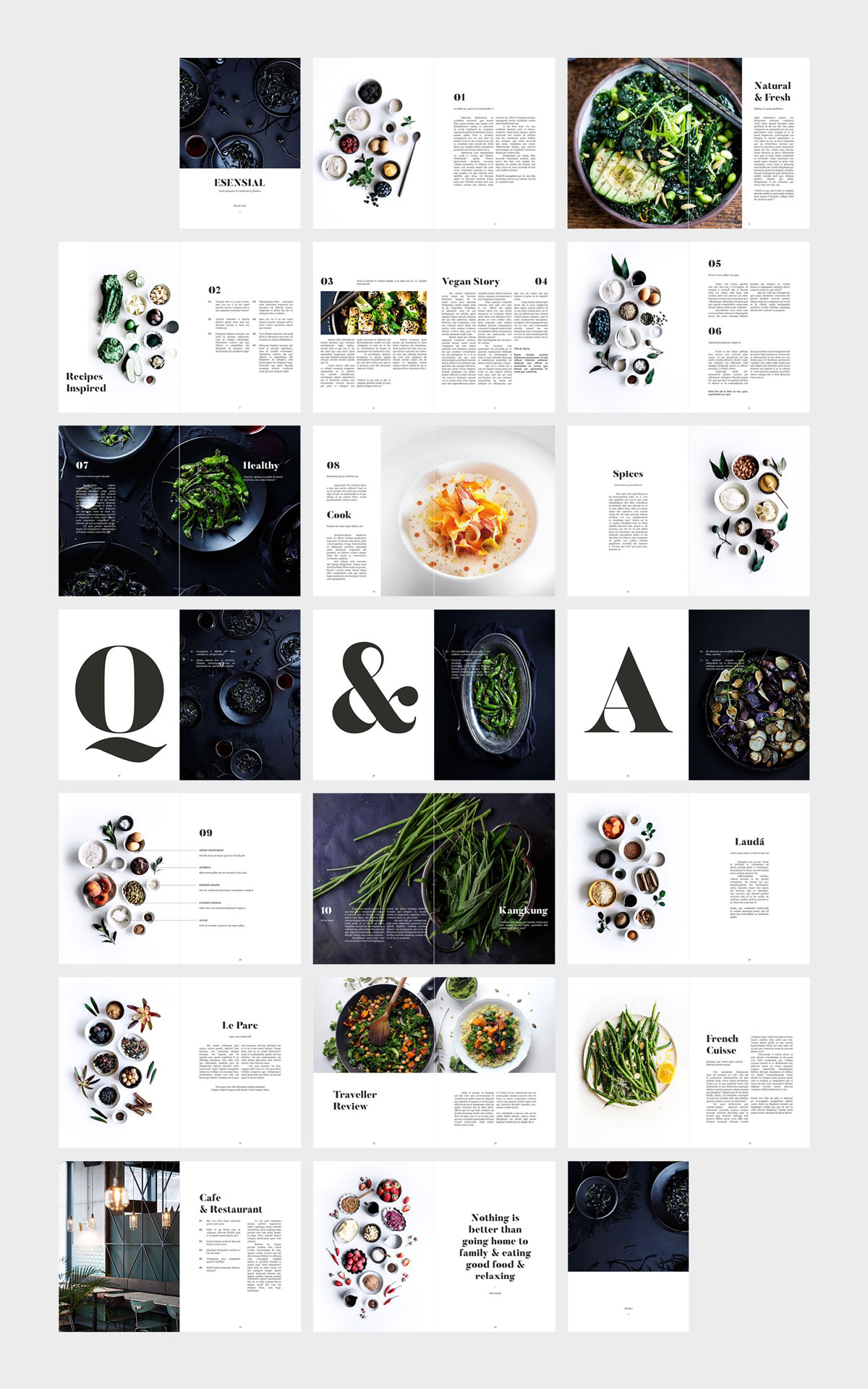 简约食品菜谱杂志设计Indesign模板素材 ESENSIAL Food Magazine & Cookbook_img_2