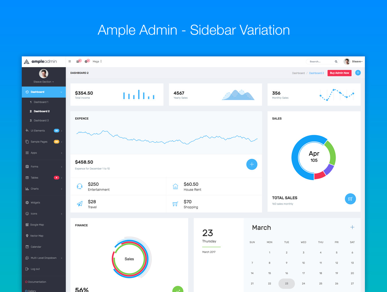 开源信息统计管理仪表盘WEB APP用户界面设计模板套件 Ample Admin Template_img_2