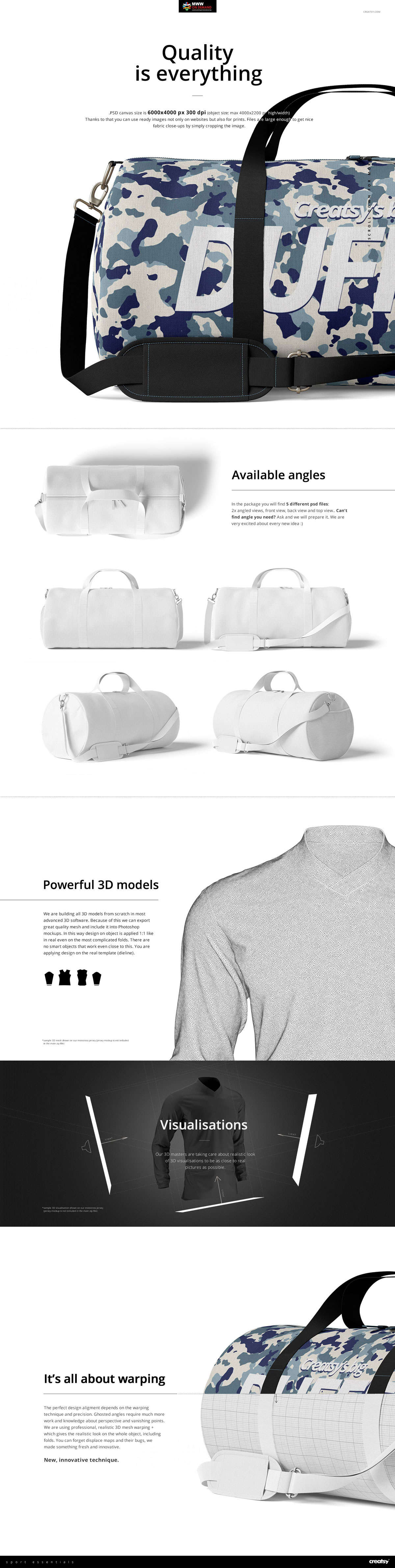 手提/斜挎帆布行李包设计展示图样机模板(23x12) Duffel Bag Mockup Set (23x12)_img_2