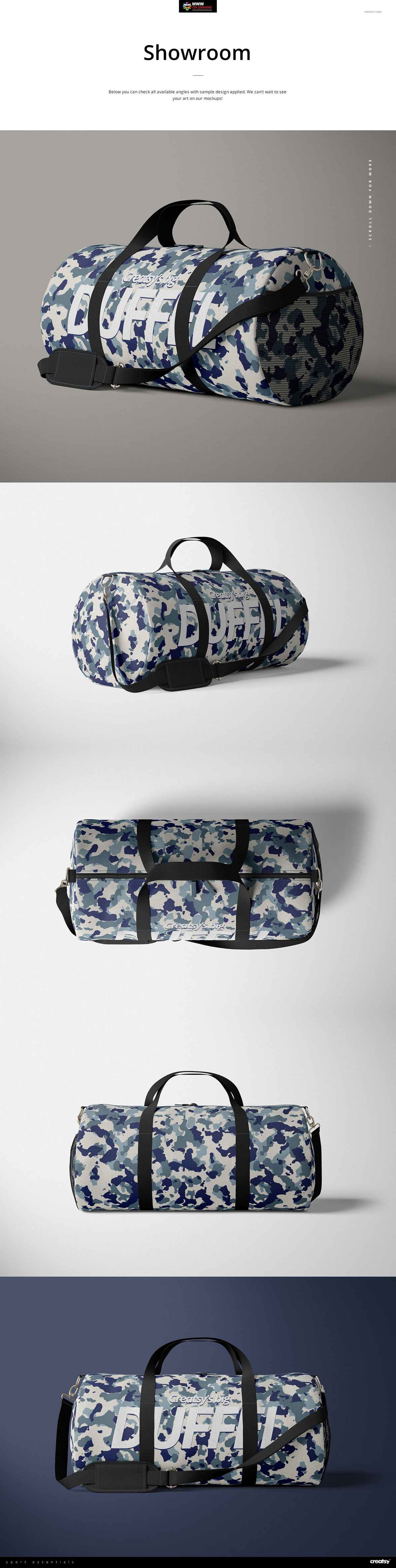 手提/斜挎帆布行李包设计展示图样机模板(23x12) Duffel Bag Mockup Set (23x12)_img_2