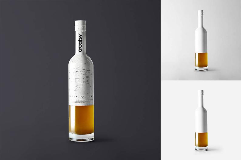 透明橄榄油玻璃瓶包装设计样机模板 Olive Oil Bottle Mockup Set_img_2