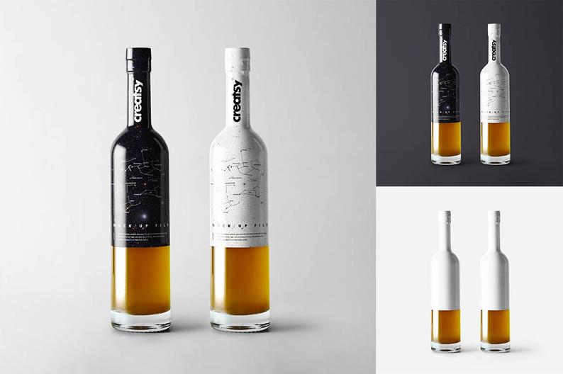 透明橄榄油玻璃瓶包装设计样机模板 Olive Oil Bottle Mockup Set_img_2