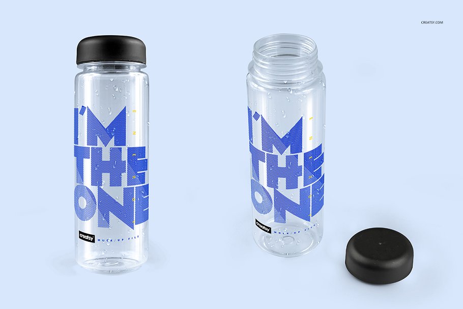 透明塑料水瓶设计效果图样机模板 Clear Water Bottle Mockup Set_img_1